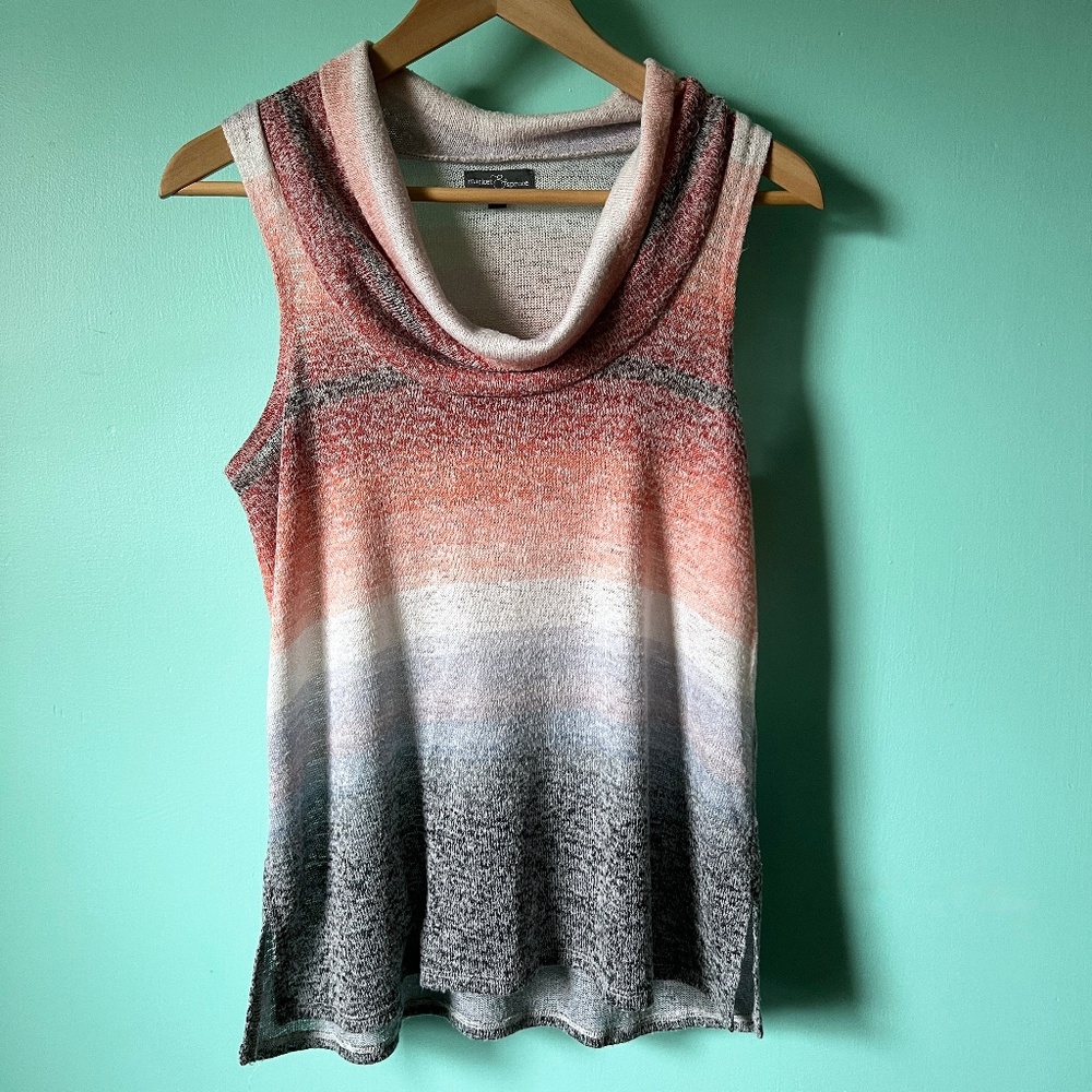 Market & Spruce Drape Neck Flowy Striped Sleeveless Shirt Size Small